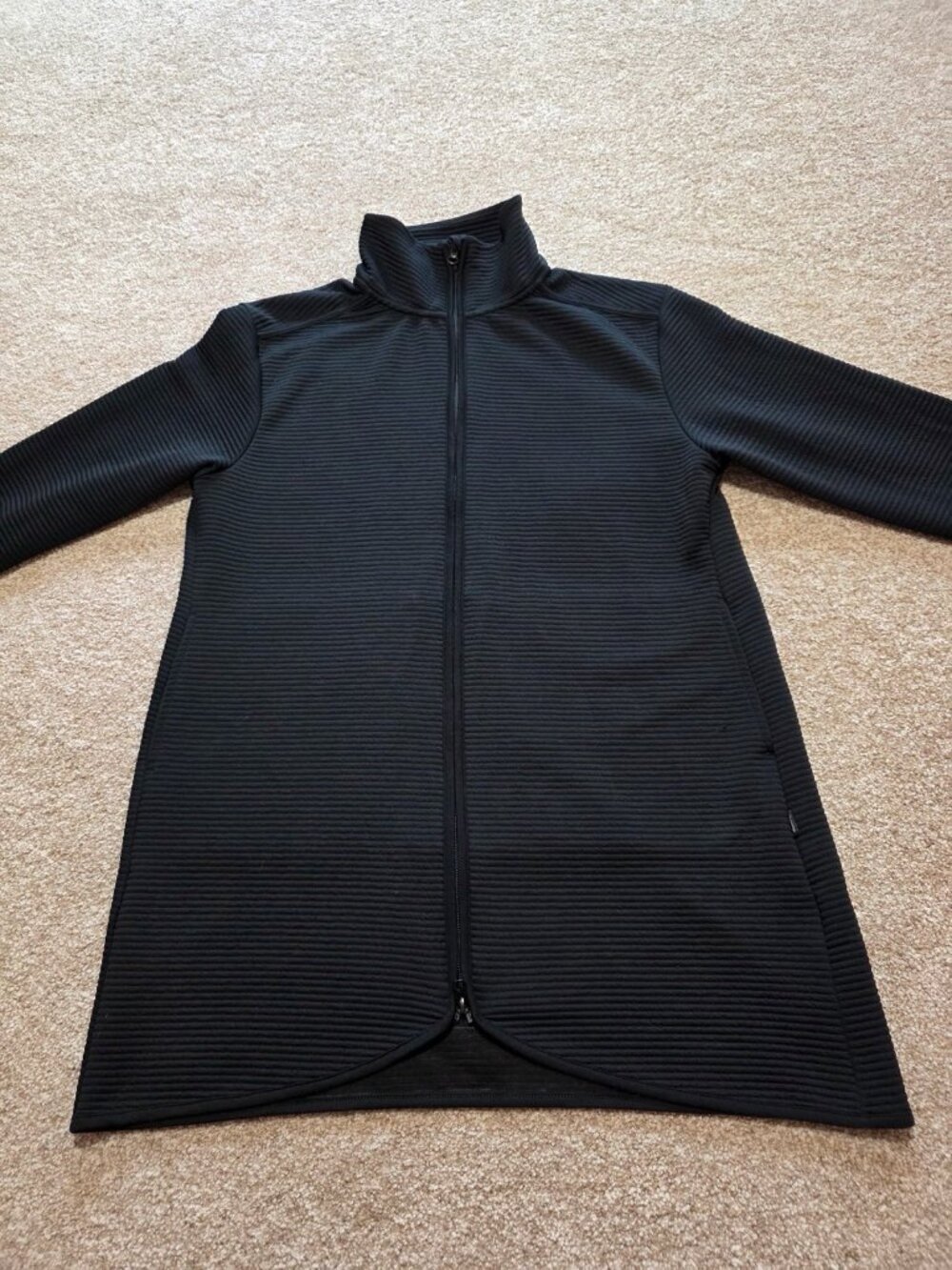 MPG Mondetta Performance Gear Black Ribbed Longline Full Zip Jacket Size XL